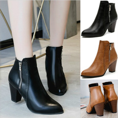 ankle boots, fashion women, Plus Size, Leather Boots