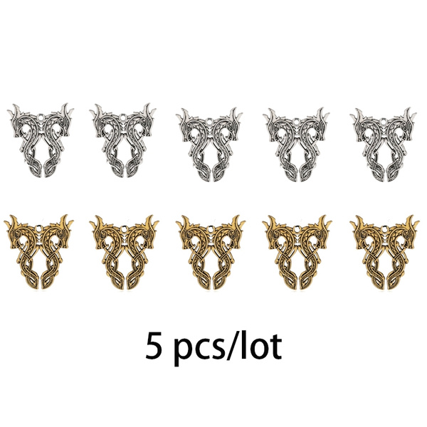 5pcs/lot Double Dragon Vintage Gothic Charms for Jewelry Making
