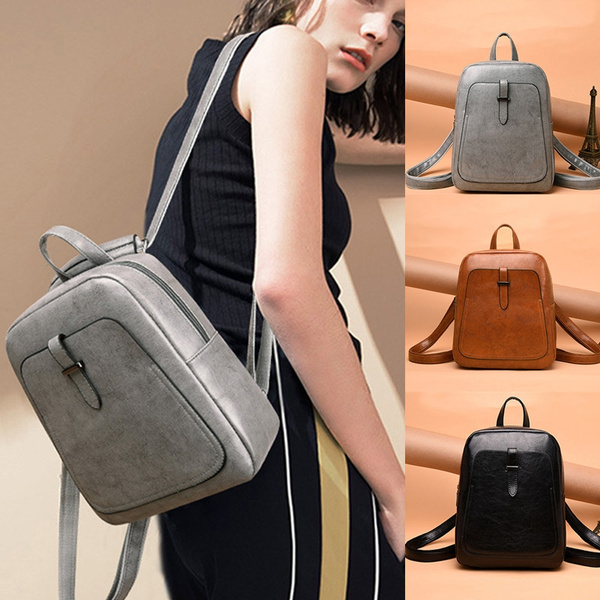 Korean sales leather backpack