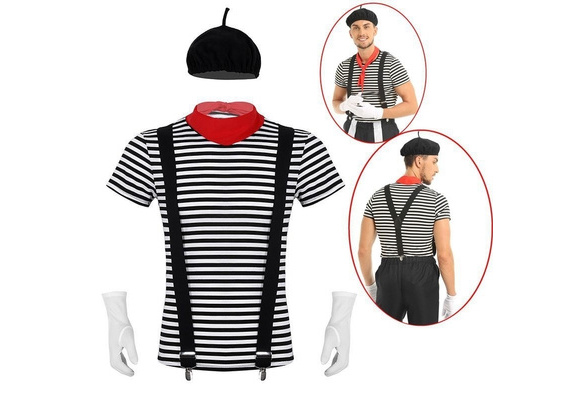 FUIPVGI 4 Stuks Franse Fancy Dress Kostuum Baret Snor Volwassenen Unisex Snor Voor Verkleden Kostuum Haar Accessoire Outfit