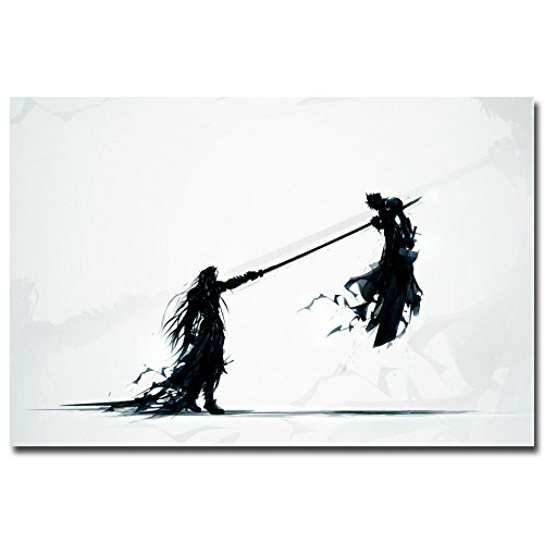 sephiroth fanart wallart room decor watercolor print videogames final fantasy 7 VII art gift for him & her Poster