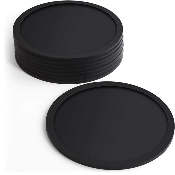 Fippy Leather Coaster for Drinks PU Non Slip Coasters with Holder Heat Resistant Round Coasters for Coffee Beer Tea Mug