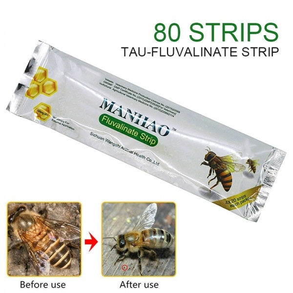 Medicina de Apicultura Dewin Tiras ManHao Fluvalinate Strip 40 Piezas Bee Mite Varroa Killer 