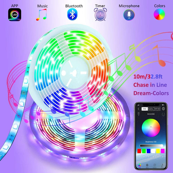 Rainbow Led Lights Strip USB Bluetooth Led Strip Lights Music Chase Effect Light 