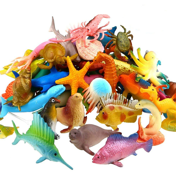 Ocean Sea Animal, 52 Pack Assorted Mini Vinyl Plastic Animal Toy Set,  Realistic Under The Sea Life Figure Bath Toy for Child Educational Party  Cake Cupcake Topper,Octopus Shark Otter | Wish