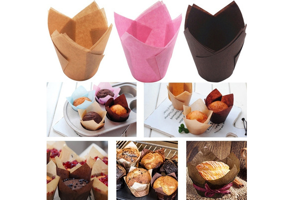 50pcs Newspaper Style Cupcake, Liner Baking Cup for Wedding Party, Tulip Muffin Cupcake Paper Cup,Oilproof Cake Wrapper,Cupcake Liner Baking Cup X1h8