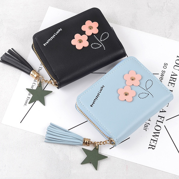 Flower Wallets Floral Coin Purse Lady Purses Women Wallets Short Zipper Moneybags Tassels Clips Bags Flap Wallet