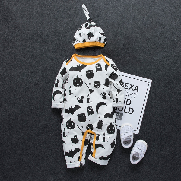 Winter Cute Newborn Infant Baby Boys Girls Clothes Halloween Romper Bodysuit Cap Outfits Set Hiver Nouveau Ne Bebe Bebe Garcons Filles Vetements Halloween Barboteuse Body Cap Outfits Set Wish