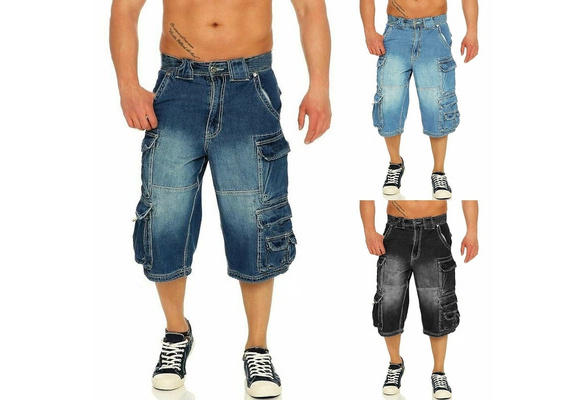Quarter length denim shorts Clearance