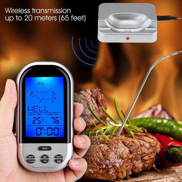 Wireless Digital BBQ Thermometer Meat Food Cooking Thermometer LCD