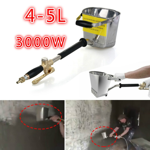 4-5L 3000W Mortar Cement Spray Gun with Hopper Bucket Wall Sprayer ...