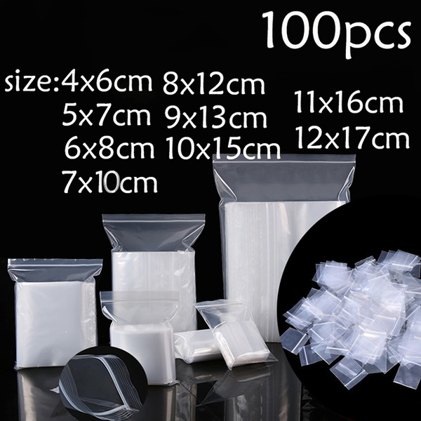 100Pcs Small Zip Lock Baggies Plastic Packaging Bags Small Storage Bags Zipper Bag Selfadhesivebag Size 4 6cm 5 7cm 6 8cm 7 10cm Color