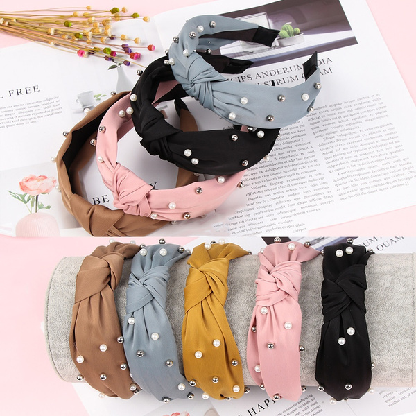 Fashion Head Wrap Lovely Chiffon Cotton Pearl Hair Hoop Turban Head ...