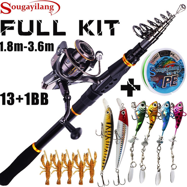 Sougayilang Fishing Rod Reel Combos, Collapsible Telescopic Fishing Pole  with Spinning Reel Kit for Adults Kids Outdoor Sport Travel Freshwater  Saltwater Fishing