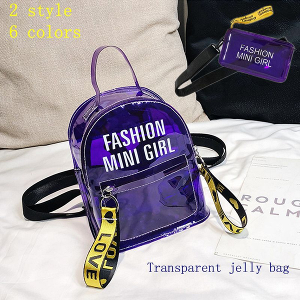 Glitter Jelly Women's Bag Lantern LED Light Transparent Backpack Electronic  Bag