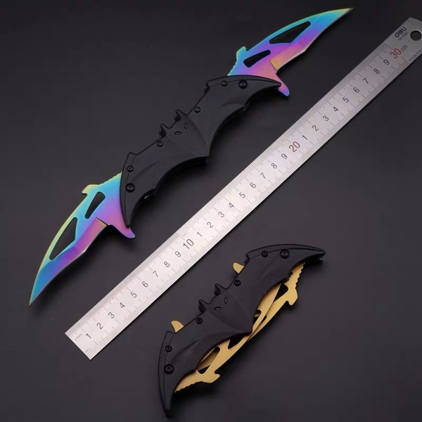 New Batman Double Blade Spring Assisted Open Folding Pocket Knife Dark Knight Wish