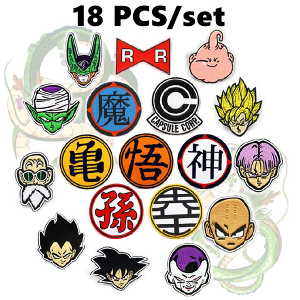 18 PCS/set Dragon Ball Z Embroidery Goku Master Roshi Piccolo Vegeta ...