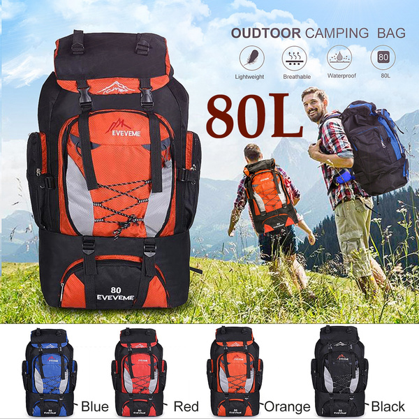 80L Outdoor Backpack Rucksack Large Camping Pack Hiking Bag Travel Waterproof 