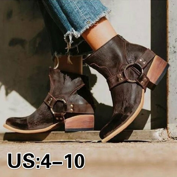 cowgirl ankle boots low heel