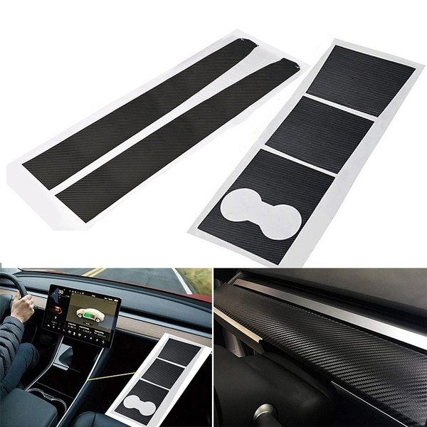 For Tesla Model 3 Carbon Fiber Car Center Console Dashboard Vinyl Wrap Stickers