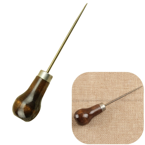 Professional Leather Wood Handle Awl Tools For Leathercraft Stitching Sewing 