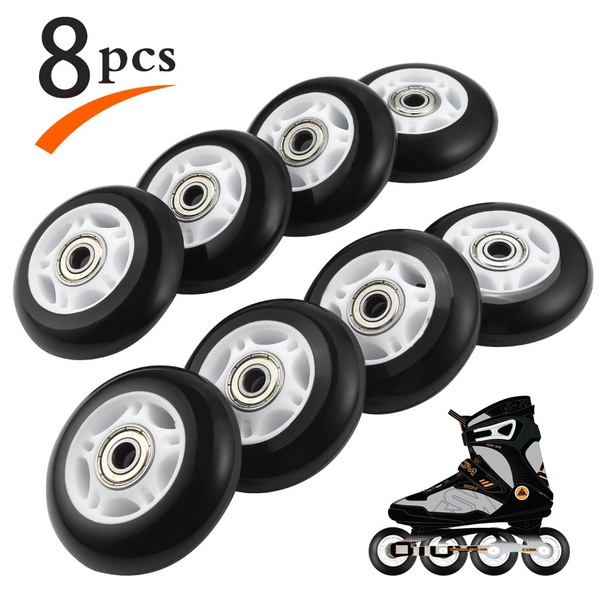 8Pack Inline Skate Wheels Roller Blades Replacement Wheel with Bearings Blue64mm