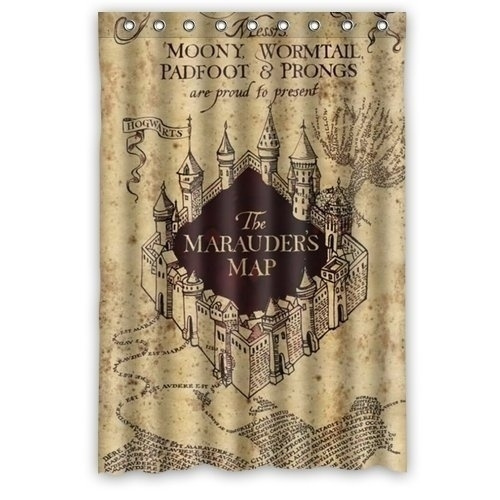 Harry Potter Shower Curtain 120x180cm, Marauders Map Window Curtains