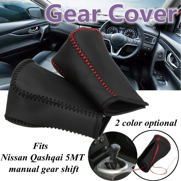 車ギアシフトノブカバーdiy赤 黒ラインプロテクターカバーpuレザー日産qashqai 5mtマニュアル車スタイリングアクセサリー Wish