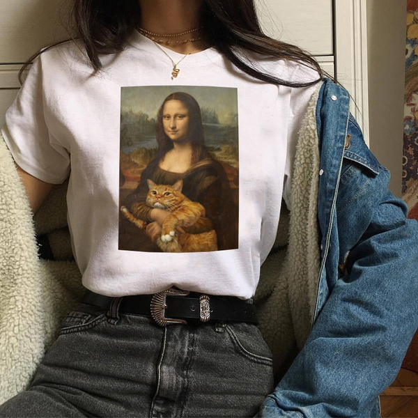 Summer Mona Lisa Hugs Cat Printed Van 