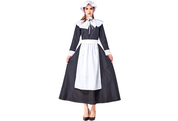 Black Long Maid Dress Last Century Women Farmer Clothing Halloween Maid  Cosplay Costume Carnival French Servant Dress Set M-XXL | Wish