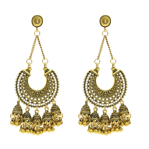 Jhankaar Silver Oxidised Jhumka Tassel Earrings – Glitter Gleam