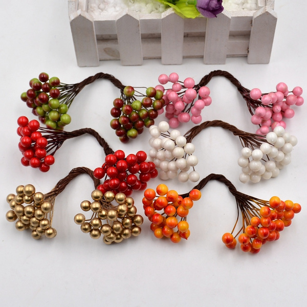 Pearl Bacca Artificial Flower Foam Fruit Holly Berry Berry Fake Cherry