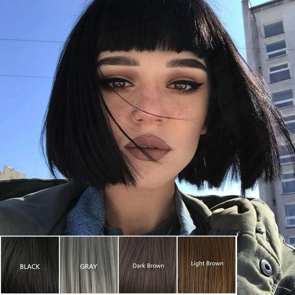 Short Style Wig Women's Short Straight Full Hair Wigs Cosplay Party Black Brown Cosplay Wig Wish