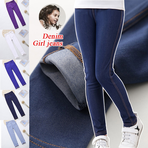 4-13 Years Old Girls Skinny Long Pants Jeans Kids Stretch Pants All- Match  Leggings