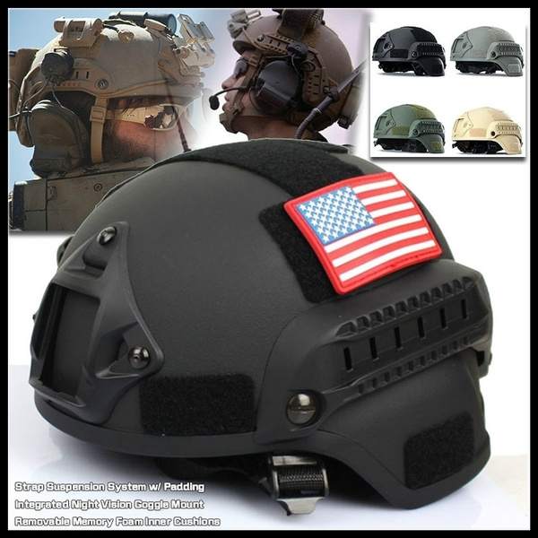 Tactical MICH 2000 Military Hunting Combat Cap Helmet with Side Rail NVG  Mount For Airsoft Paintball War Game Cosplay Movie Prop | Wish