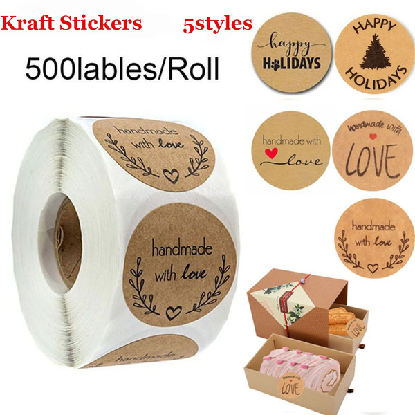 5 Types for Choice Christmas Decor Kraft Paper Stickers 500pcs Labels Per Roll Gift Tags Labeling Container Packaging Mark DIY Instruction Sticker | ...
