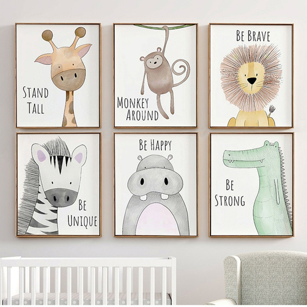Nordic Style Nursery Cartoon Animal Canvas Art Poster Children Room Decoration