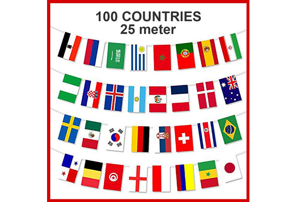 100X Countries String Flags 25M International World 82ft Party Banner Bunting .. 
