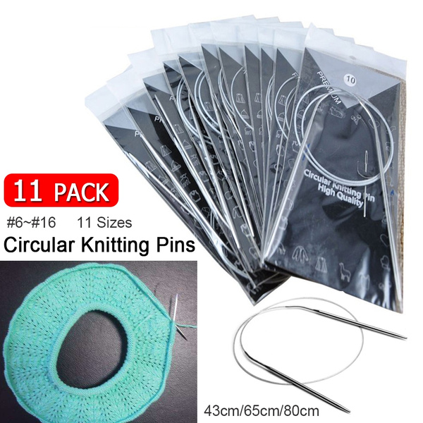 11pcs/set Stainless Steel Circular Knitting Needles Circular Knitting Pins  Crochet Weaving Pins Needlework Tools 43cm/65cm/80cm
