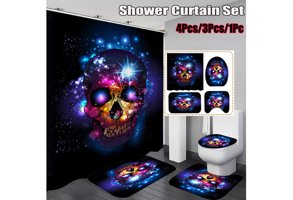 180 X 180 Cm 45 X 75 Cm Halloween Skull Bathroom Shower Curtain Toilet Cover Mat Non Slip Rug Set Waterproof Fabric For Home Hotel With 2 Hook 4pcs 3pcs 1pc Wish