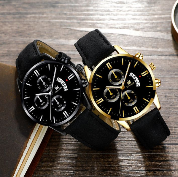 Men Leather Strap Watches Analog Watches Quartz Watches Business