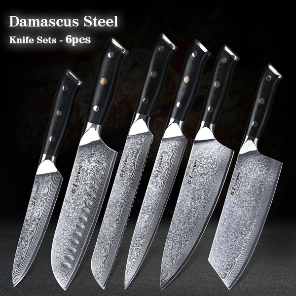 TURWHO 6 Pcs Kitchen Knives Sets High Carbon Japanese VG10