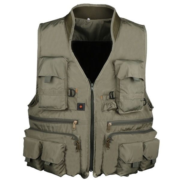 Men Sleeveless Multi-Pocket Waistcoat Hiking Fishing Vest Outdoor Sports Jacket 