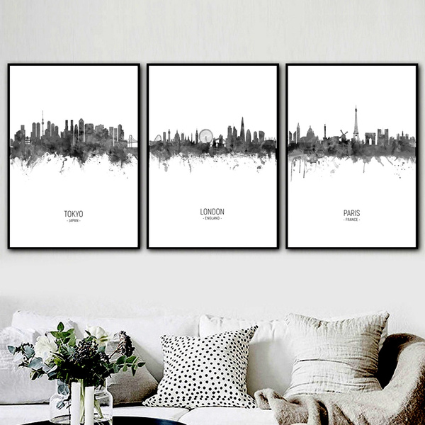 Tokyo London Paris City Map Travel Wall Art Canvas Painting Nordic Black And White Poster For Living Room Bedroom Minimalist Home Decor Pictures 3pieces Set No Frame Wish - Wall Art London City Map