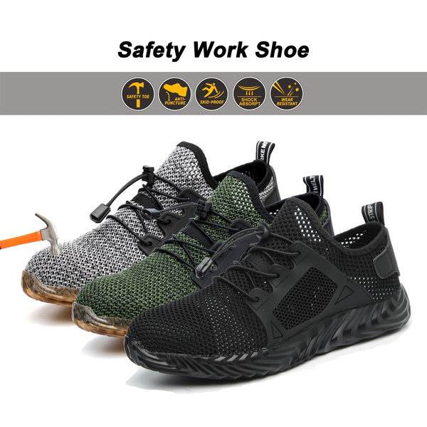 Men's Indestructible Steel Toe Lightweight Safety Shoe Sport Hiking Shoe Trainer 