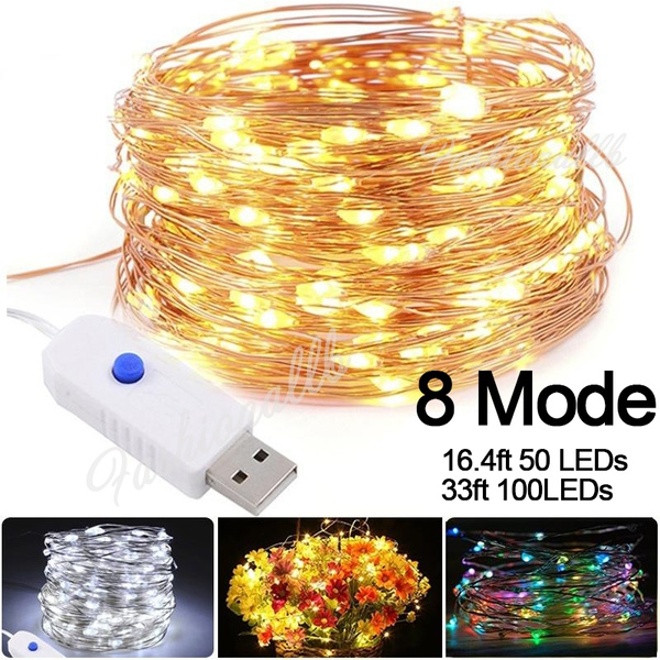50/100LEDs USB Connector LED Fairy String Party Lights Lamp Xmas Waterproof 