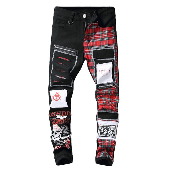 black ripped jeans with patches