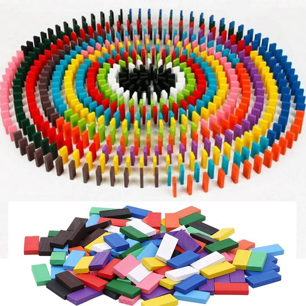 120Pcs/Set Colorful Dominoes Wooden Blocks Children Early Educational Play  Toy Domino Block