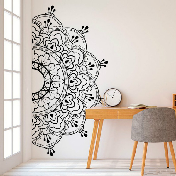 Half Mandala Wall Decal Headboard Master Bedroom Home Living Room Boho Bohemian Decor Yoga Studio Namaste Ornament Sticker Wish - Master Room Wall Stickers Half Mandala Wall Decal Headboard Master Bedroom Home Living Room Boho Bohemian Decor Yoga Studio Namaste Ornament Sticker Wish - Master Room Wall Stickers