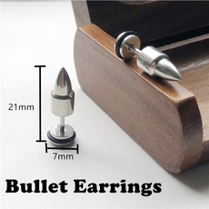 Mens Earrings, earrings jewelry, punk earring, Bullet